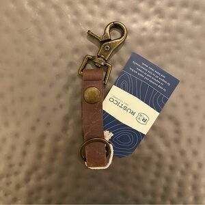 Brown Leather Keychain with Brass Clip